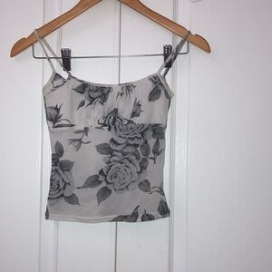 Silver Tank top with floral design